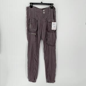 Pete & Greta By Johnny Was Women's Y2K Cupra Poplin Cargo Pants NEW Size 2 Gray